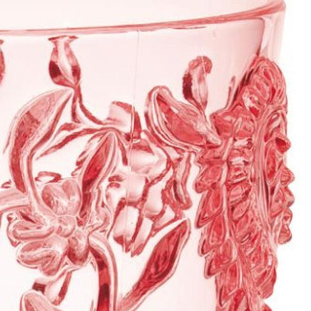 Set of Four Pink Paisley Acrylic Stemmed All Purpose Wine Glass