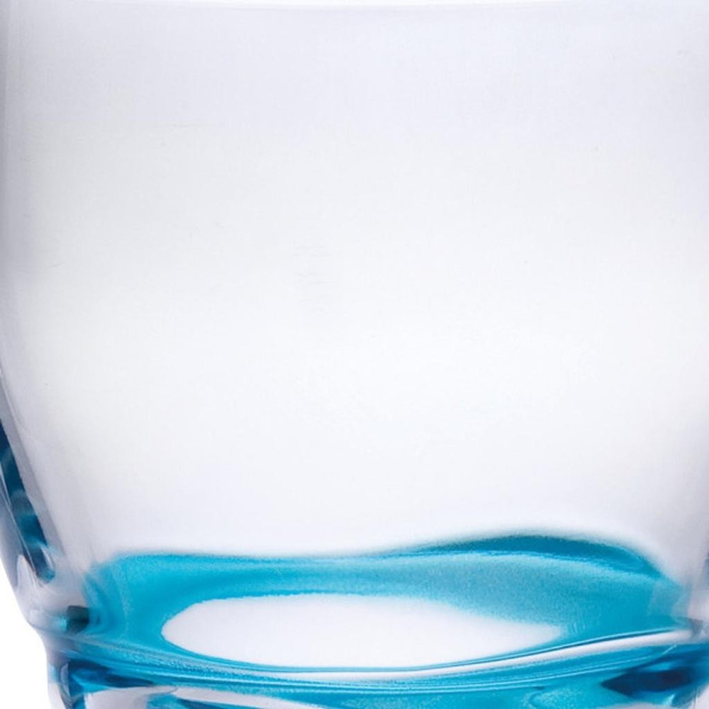 Set of Four Clear and Blue Swirl Acrylic Stemmed All Purpose Wine Glass