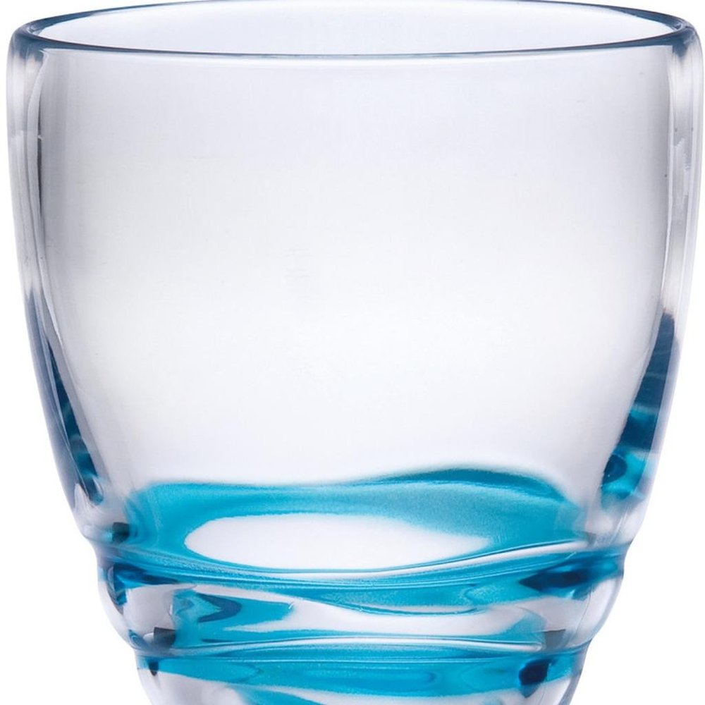 Set of Four Clear and Blue Swirl Acrylic Stemmed All Purpose Wine Glass
