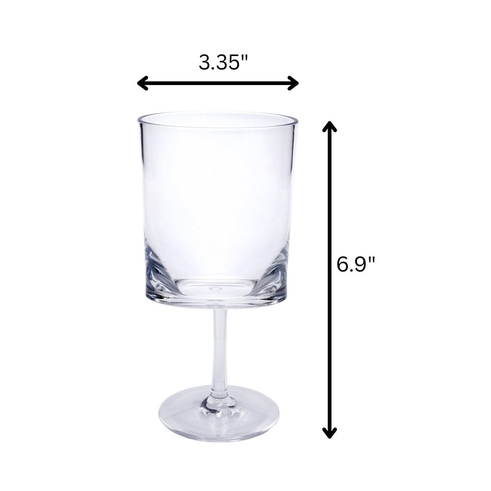 Set of Four Clear Acrylic Stemmed All Purpose Wine Glass