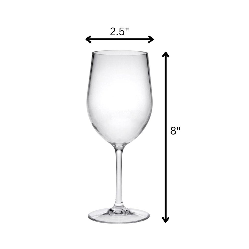 Set of Four Clear Tritan Plastic Stemmed All Purpose Wine Glass