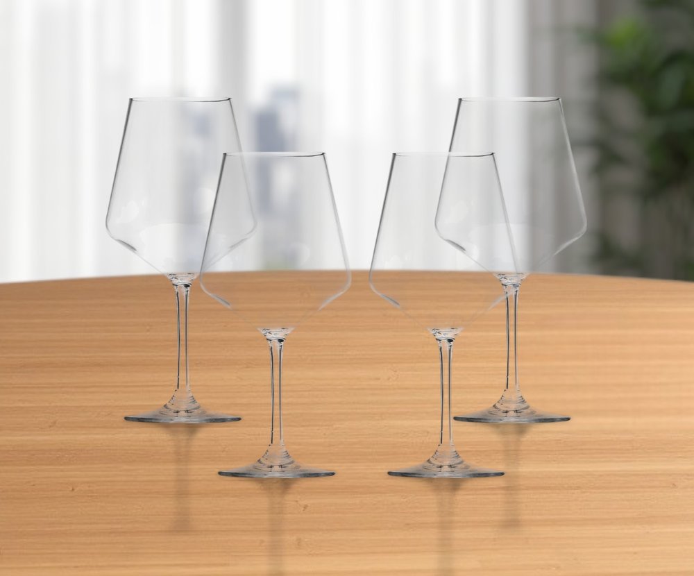 Set of Four Clear Tritan Plastic Stemmed All Purpose Wine Glasses