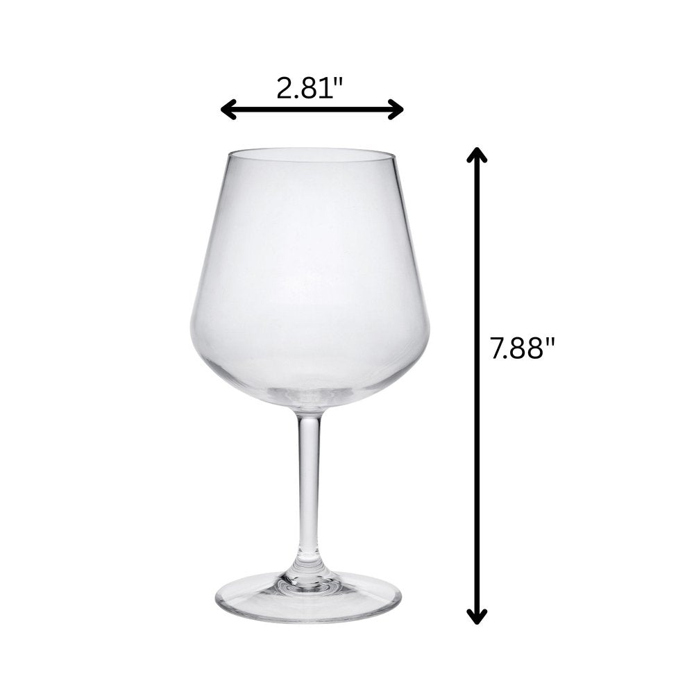 Set of Four Clear Tritan Plastic Stemmed All Purpose Wine Glasses