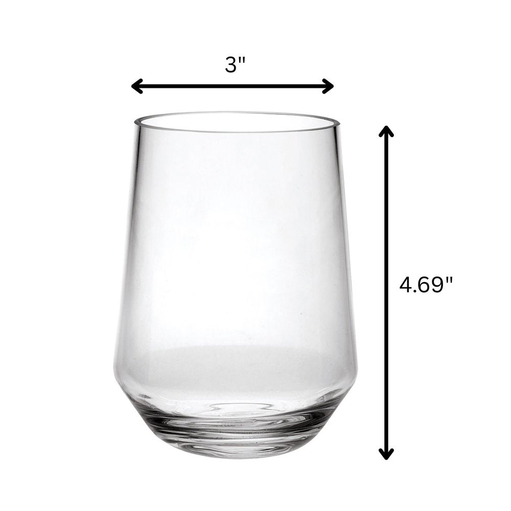 Set of Four Clear Tritan Plastic Stemless All Purpose Tumbler Wine Glasses