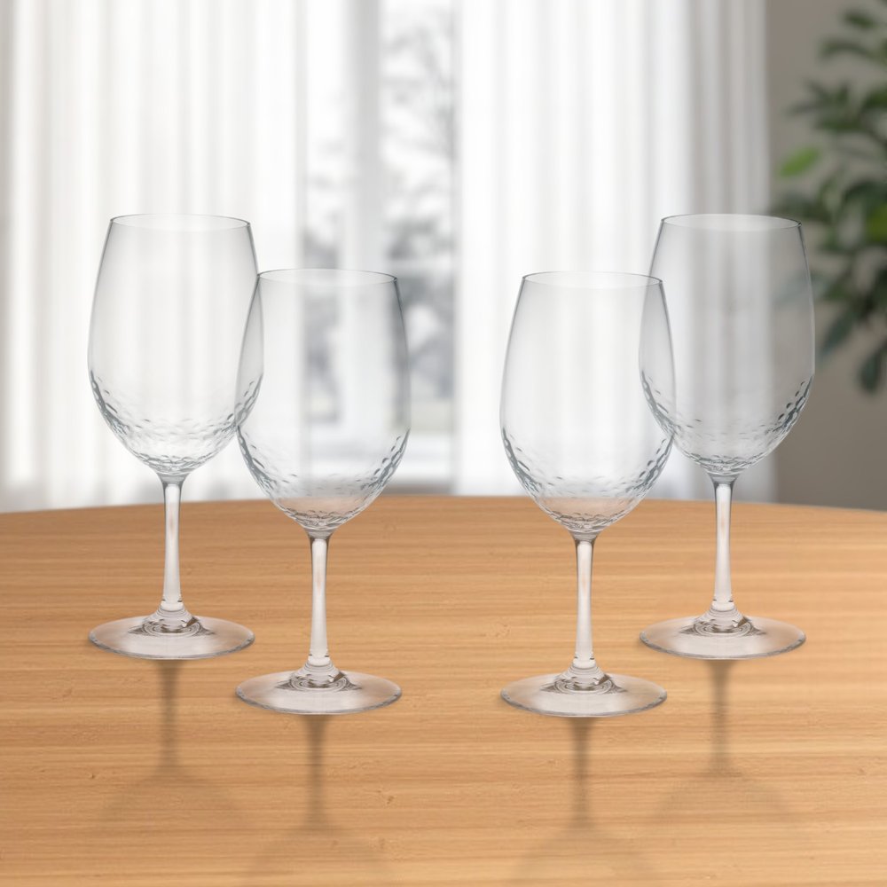 Set of Four Clear Tritan Plastic Stemmed All Purpose Wine Glass