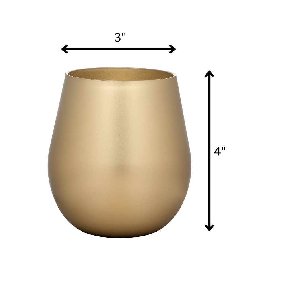 Set of Four Gold Acrylic Stemless All Purpose Wine Glass