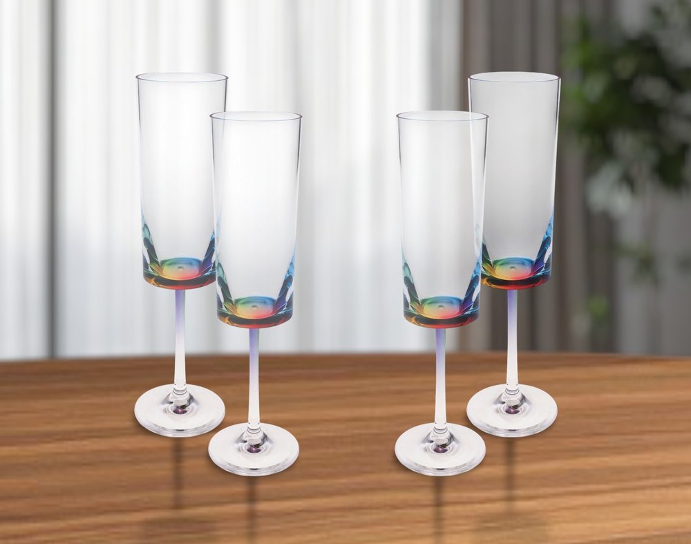 Set of Four Clear Acrylic Stemmed Flutes
