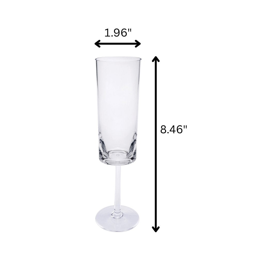 Set of Four Clear Acrylic Stemmed Flutes