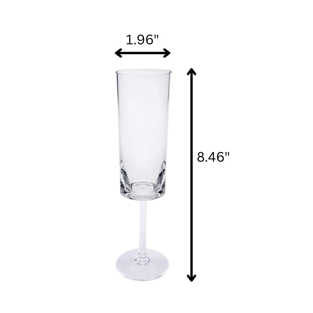 Set of Four Clear Tritan Plastic Stemmed Flutes