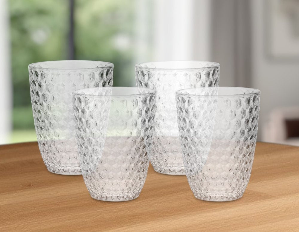 Set of Four Pink Diamond Acrylic Stemless Whiskey Glass
