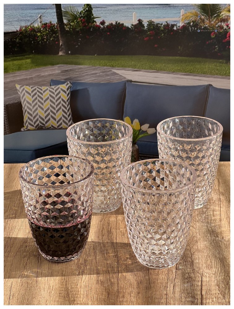 Set of Four Pink Diamond Acrylic Stemless Whiskey Glass