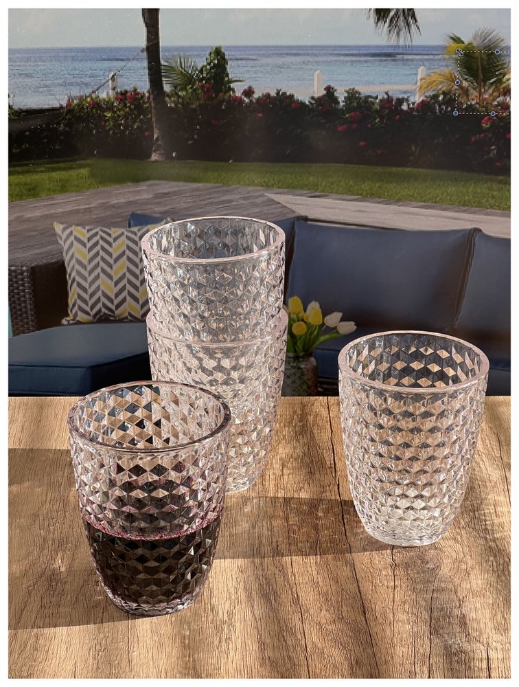 Set of Four Pink Diamond Acrylic Stemless Whiskey Glass
