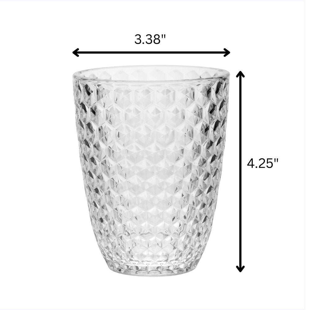 Set of Four Clear Diamond Acrylic Stemless Whiskey Glasses