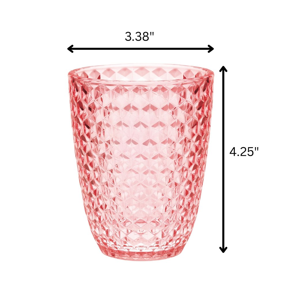 Set of Four Clear Diamond Acrylic Stemless Whiskey Glasses