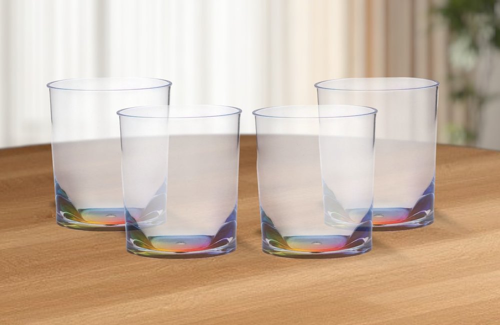 Set of Four Blue Acrylic Stemless Whiskey Glass