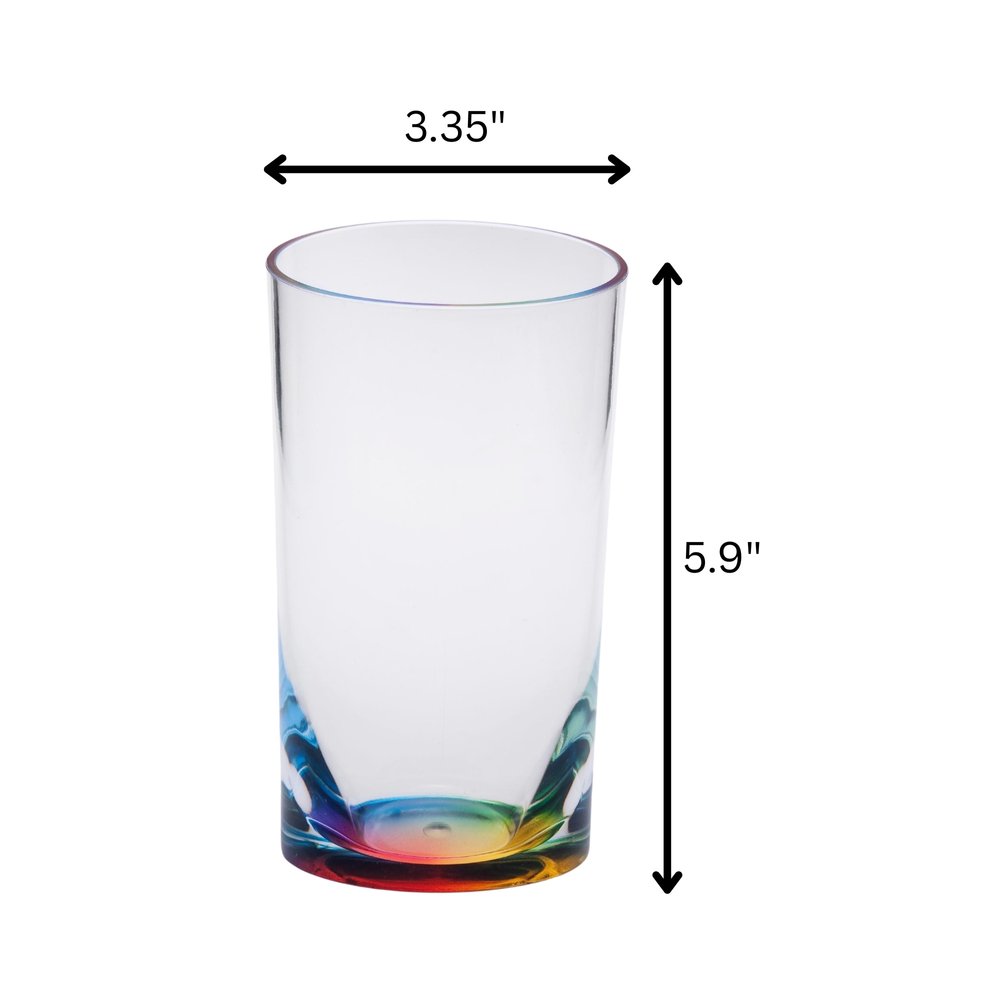 Set of Four Clear and Blue Acrylic Highball Glasses