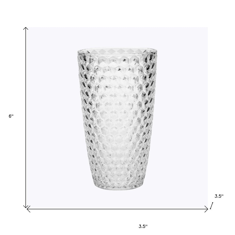 Set of Four Blue Geometric Acrylic Stemless Highball Glass