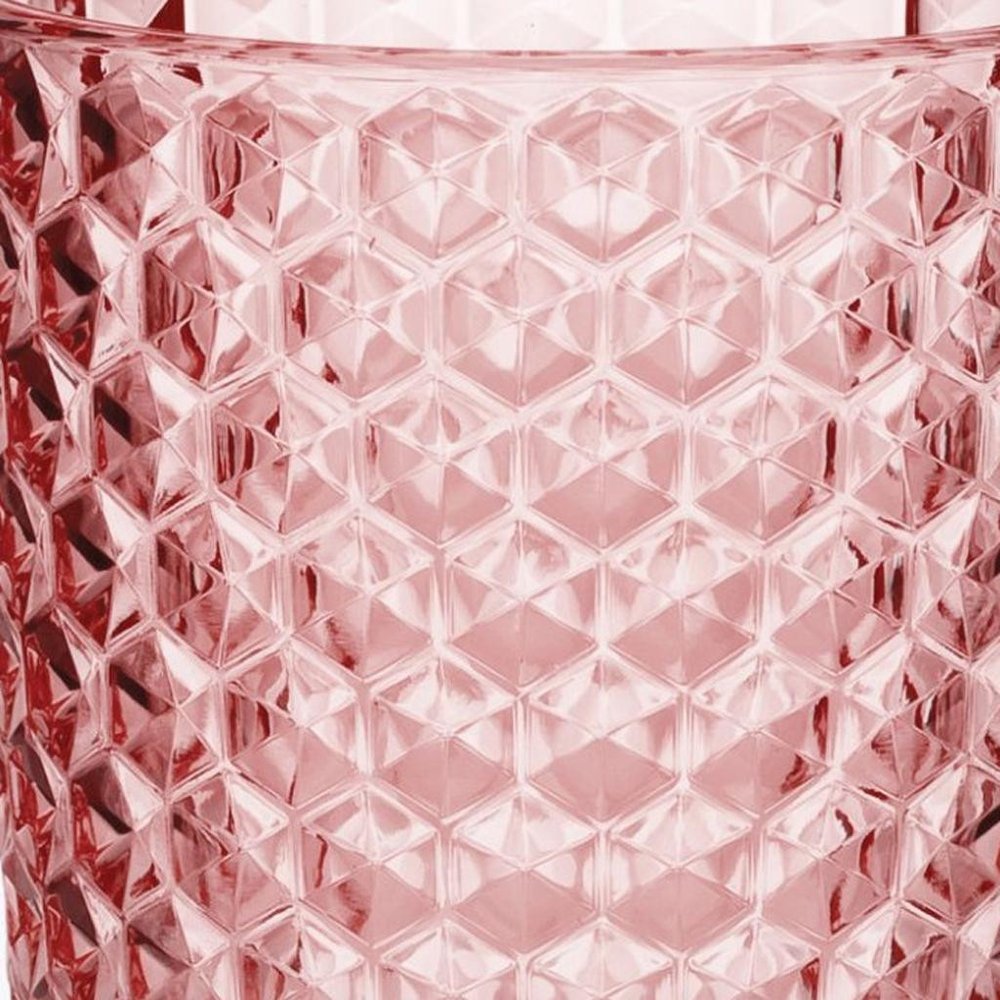 Set of Four Pink Geometric Acrylic Stemless Highball Glass