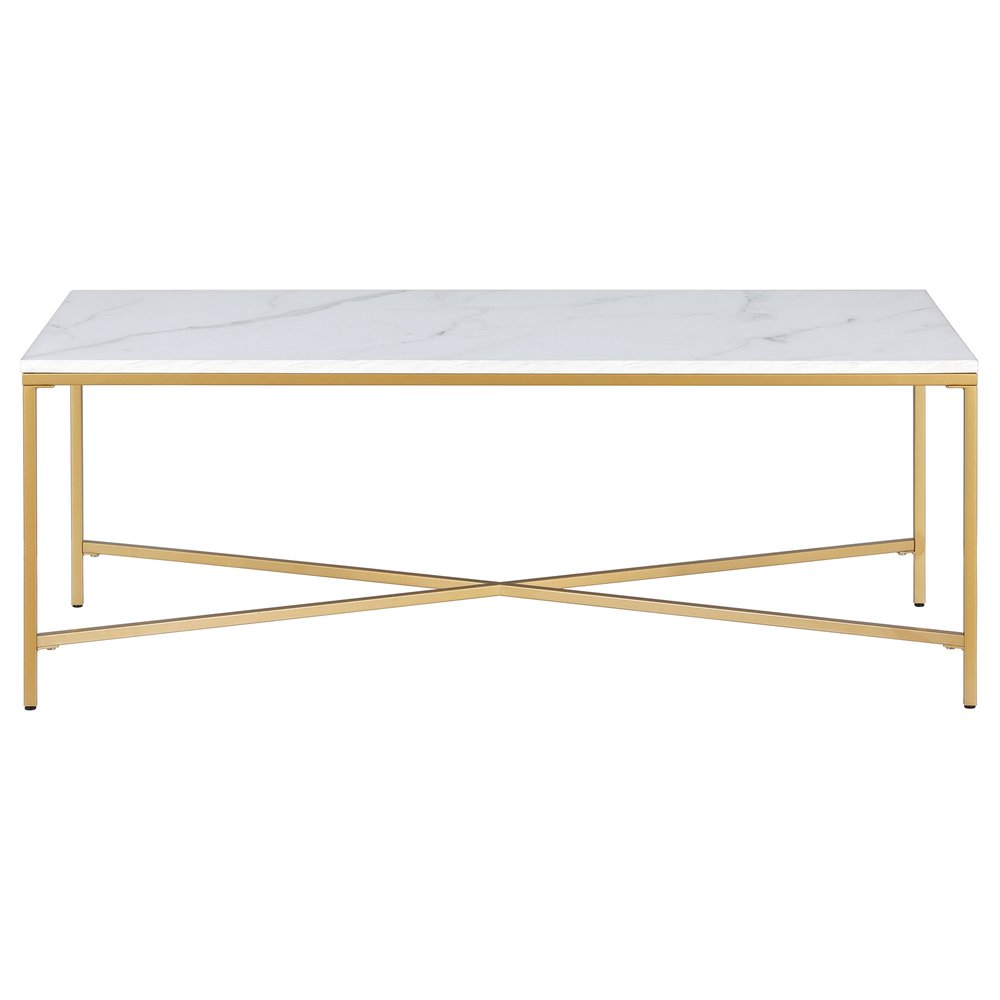 48" White And Gold Steel Coffee Table