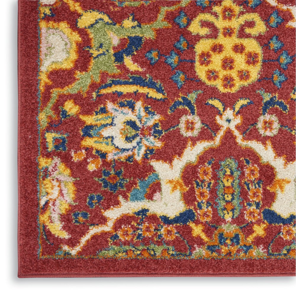 5' X 7' Red Floral Power Loom Area Rug