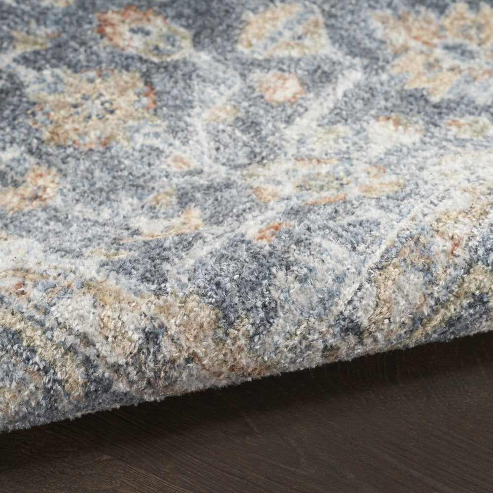 5' X 7' Gray Oriental Power Loom Distressed Washable Area Rug