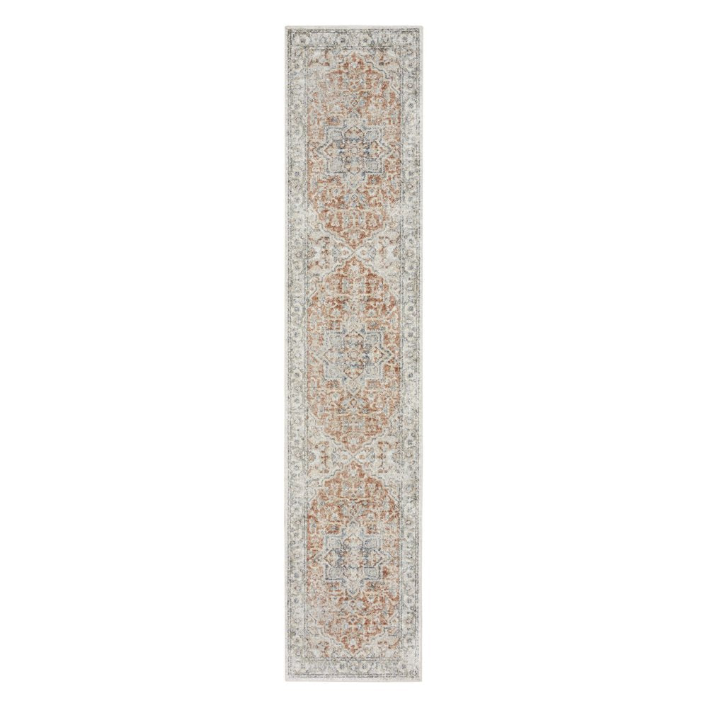 10' Gold and Ivory Oriental Power Loom Washable Runner Rug
