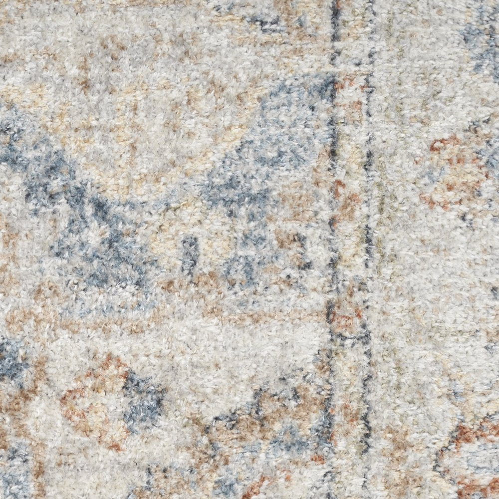 7' X 9' Denim Blue Oriental Power Loom Washable Area Rug