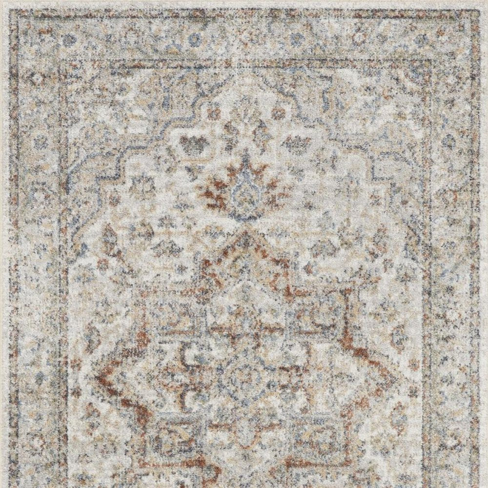 3' X 5' Gray Oriental Power Loom Washable Area Rug
