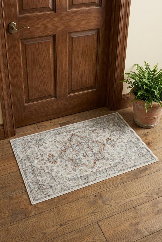 3' X 5' Gray Oriental Power Loom Washable Area Rug