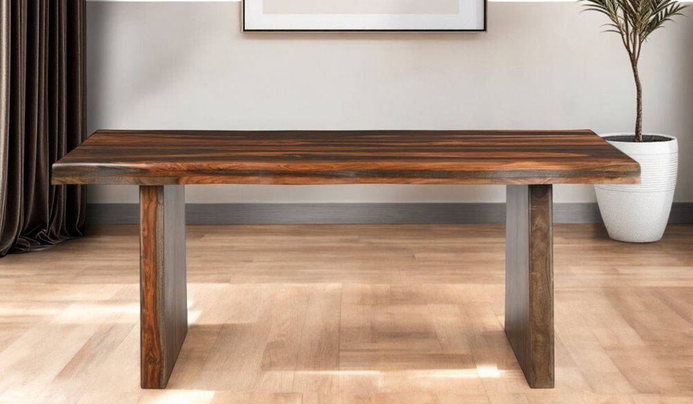 74" Dark Brown Solid Wood Dining Table