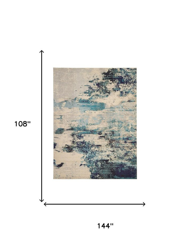 9' X 12' Ivory Abstract Power Loom Area Rug