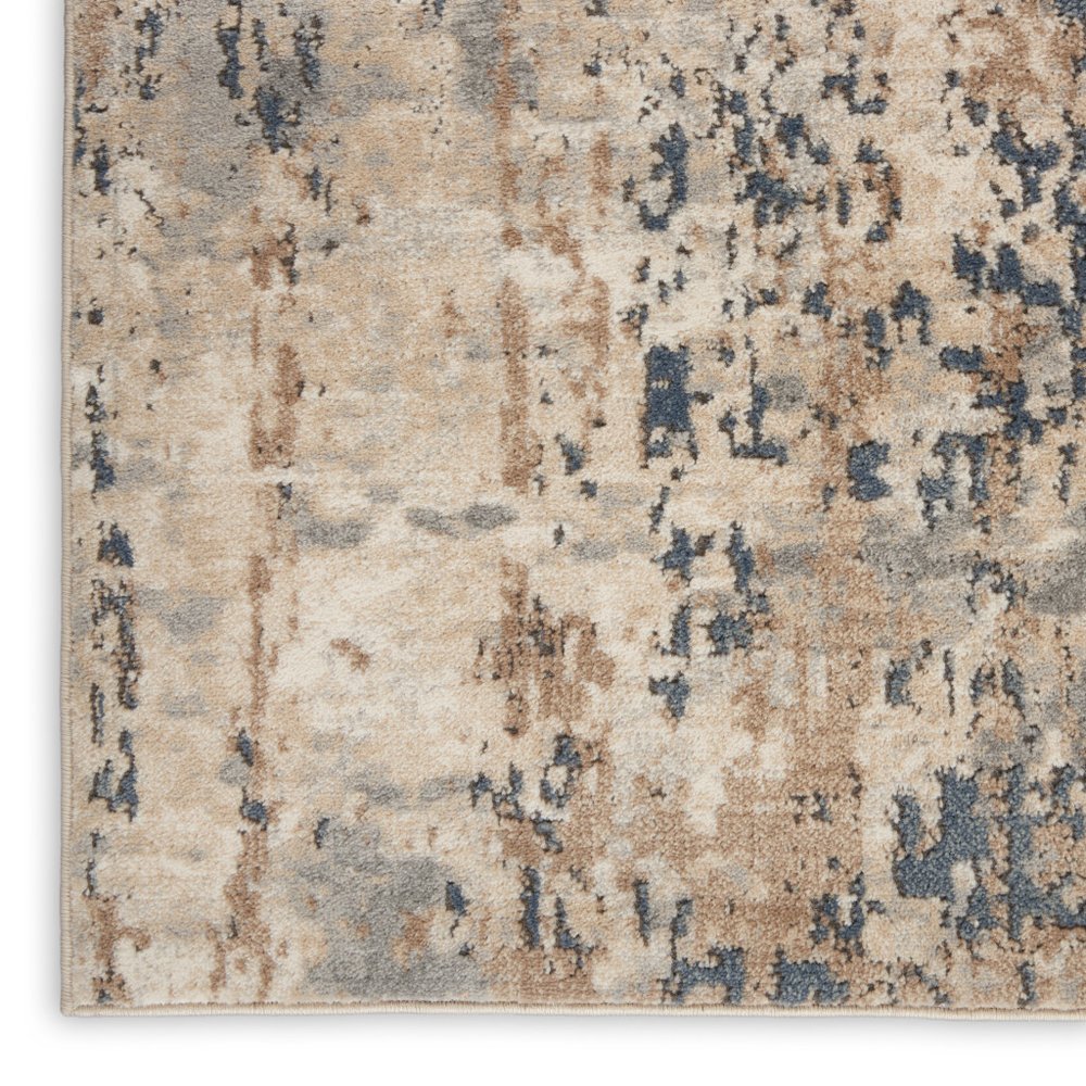 10' Beige and Ivory Abstract Power Loom Runner Rug