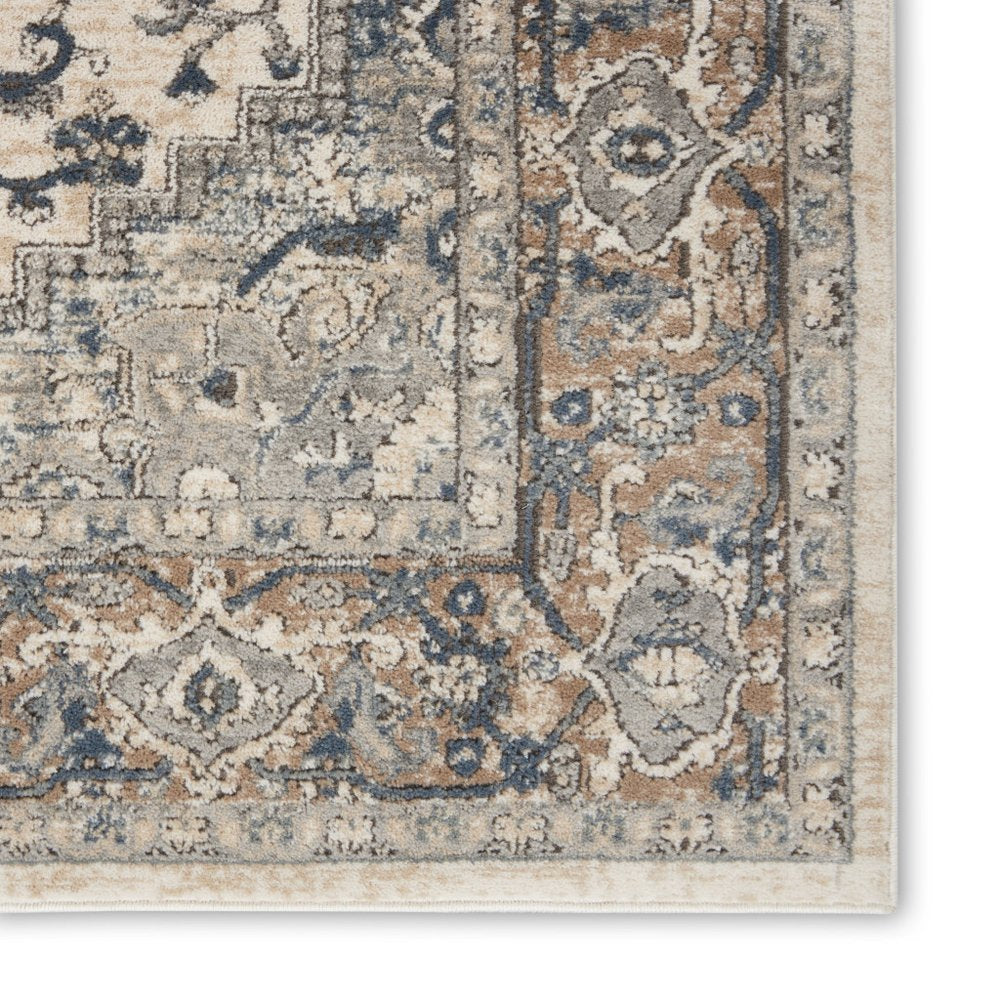 7' X 10' Ivory Floral Power Loom Area Rug