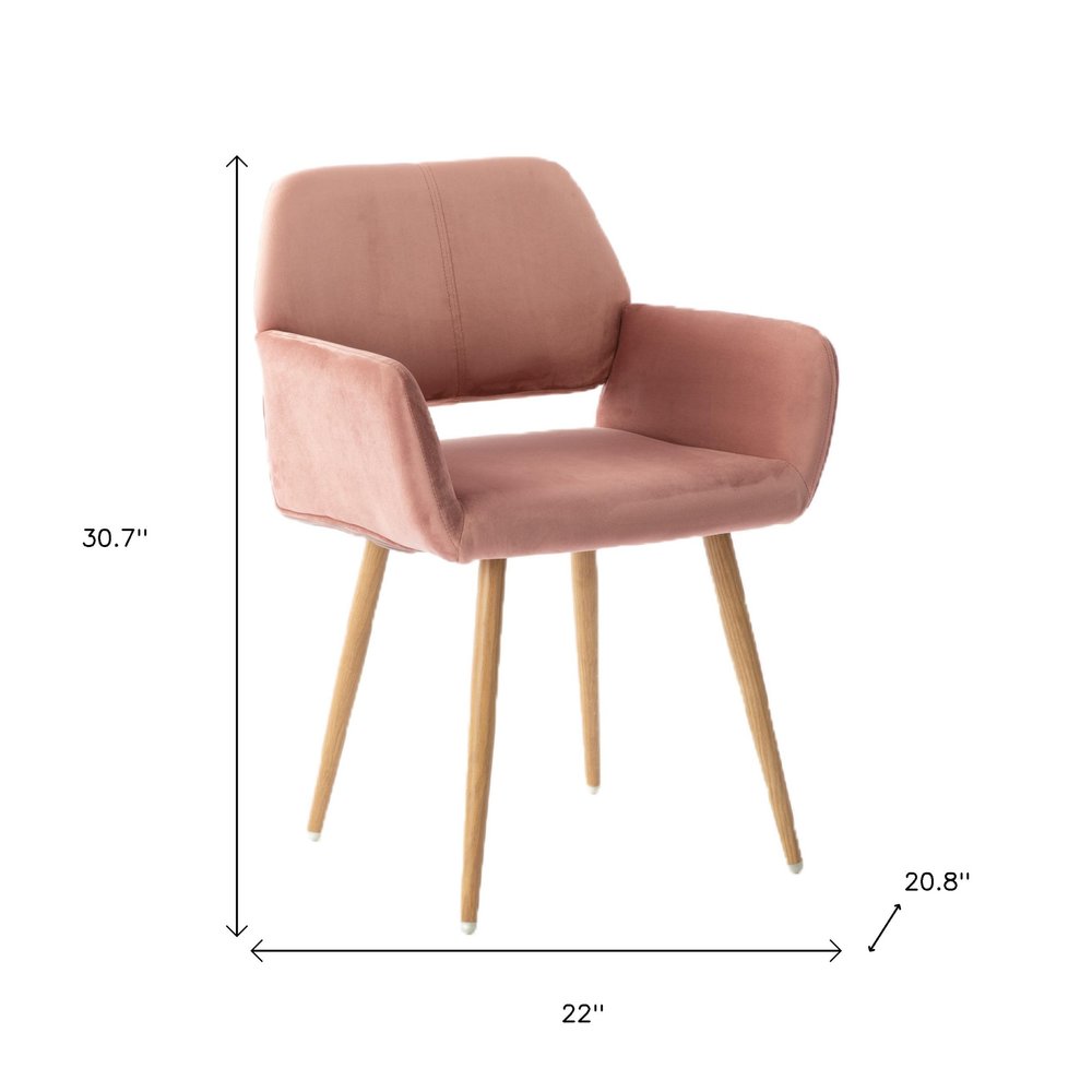 Pink Upholstered Velvet Open Back Dining Chair