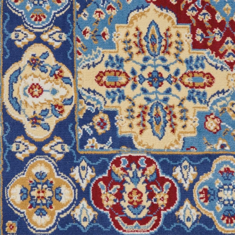 8' Red Damask Power Loom Runner Rug