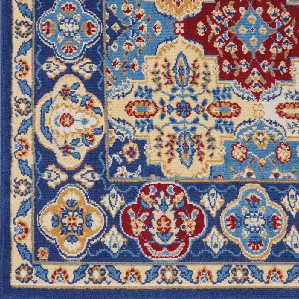 8' Red Damask Power Loom Runner Rug