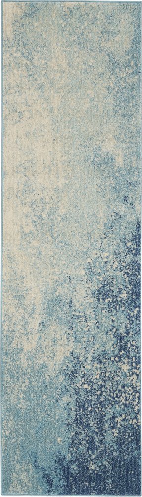 10' Blue Abstract Power Loom Runner Rug
