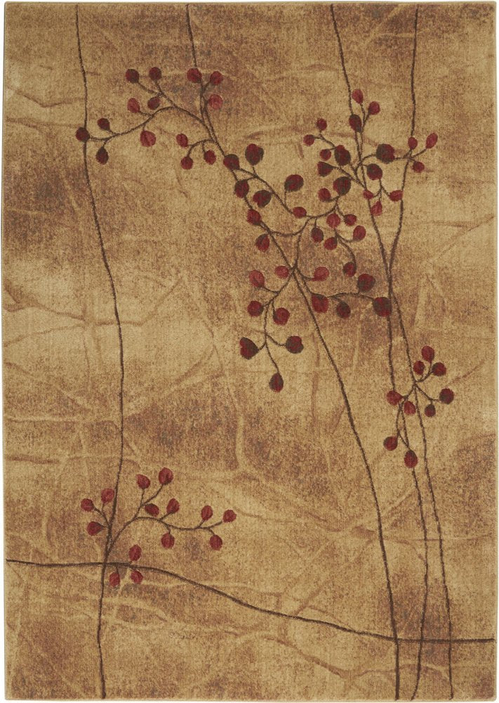 5' X 8' Brown Floral Power Loom Area Rug