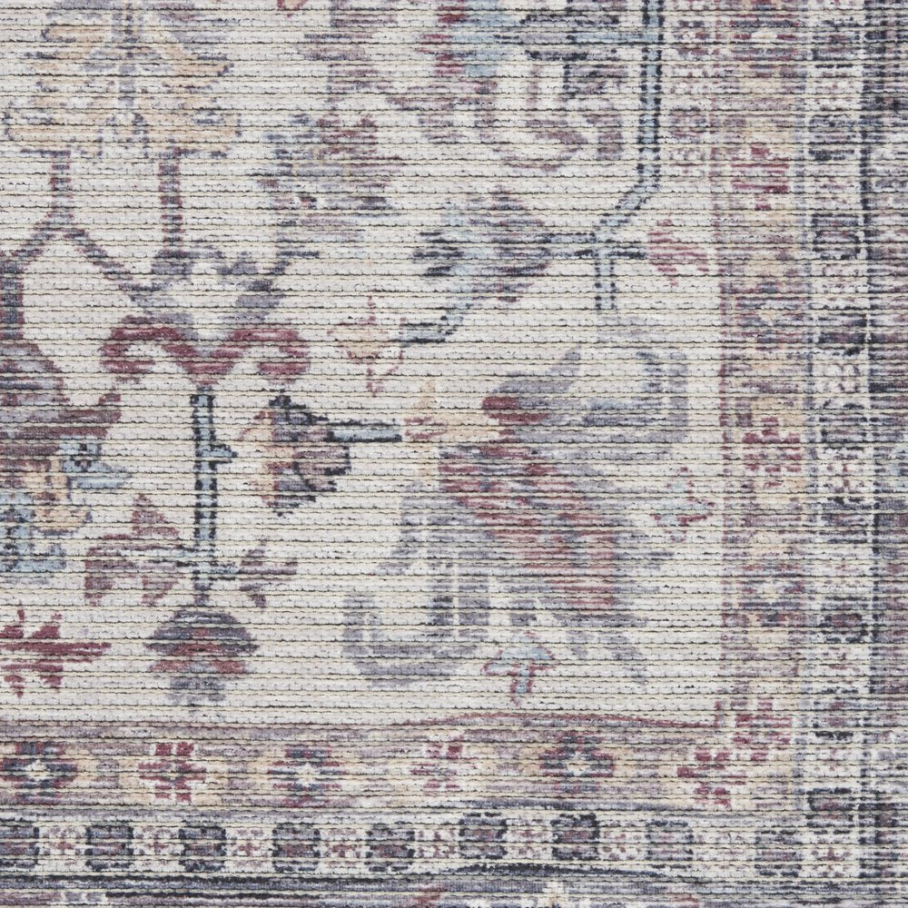 8' X 10' Gray Floral Power Loom Distressed Area Rug