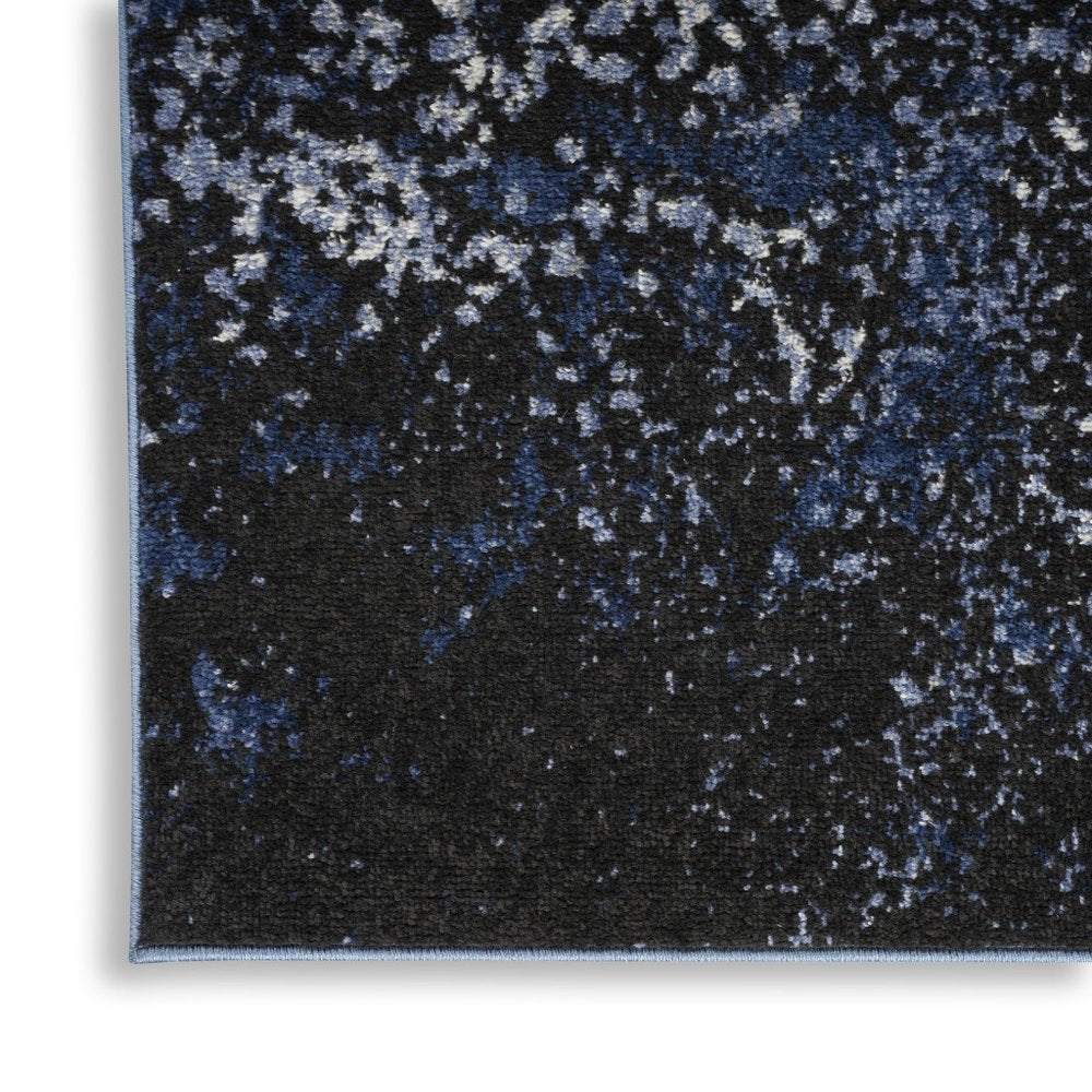 2' X 3' Light Blue Abstract Power Loom Distressed Area Rug