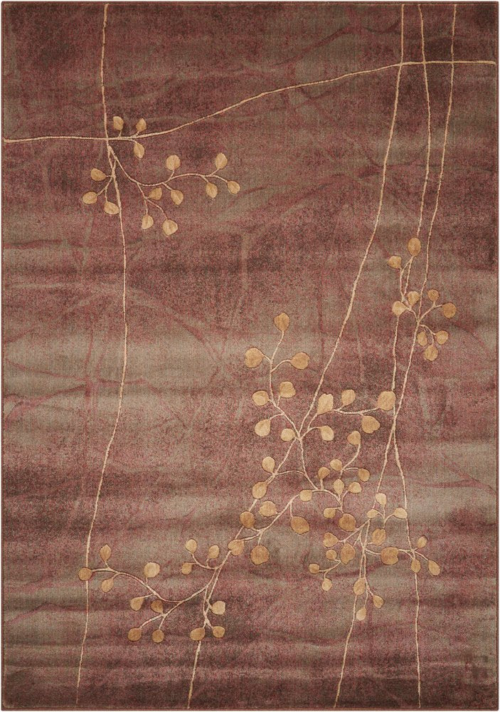 5' X 8' Brown Floral Power Loom Area Rug