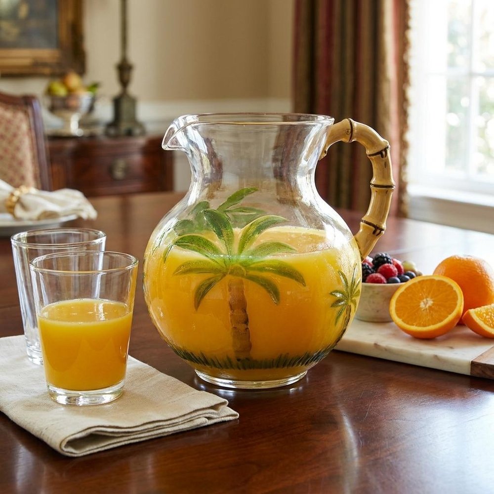 Clear And Green Acrylic Convex Curve Shape Stemless Pitcher