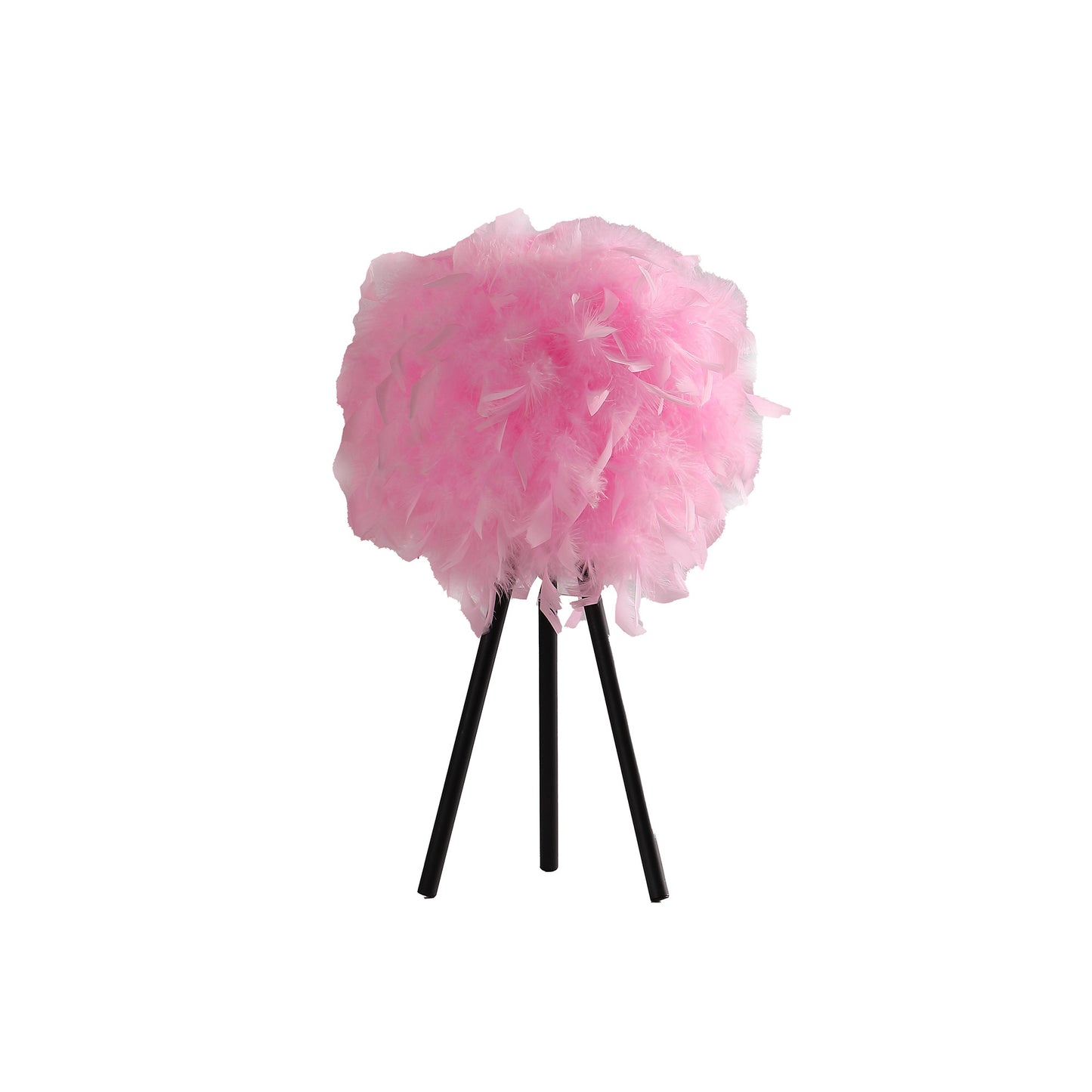 21" Black and White Faux Feather Tripod Table Lamp