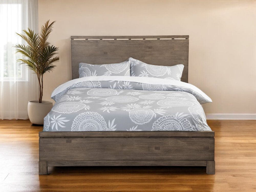 Gray Distressed Wood California King Bed Frame