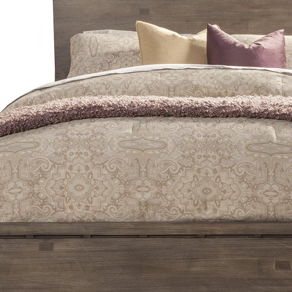Gray Distressed Wood California King Bed Frame