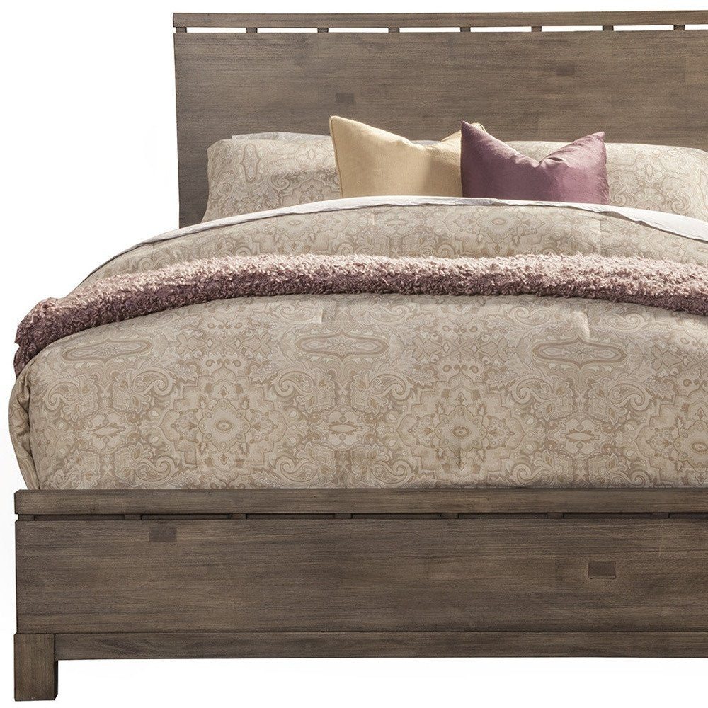 Gray Distressed Wood California King Bed Frame
