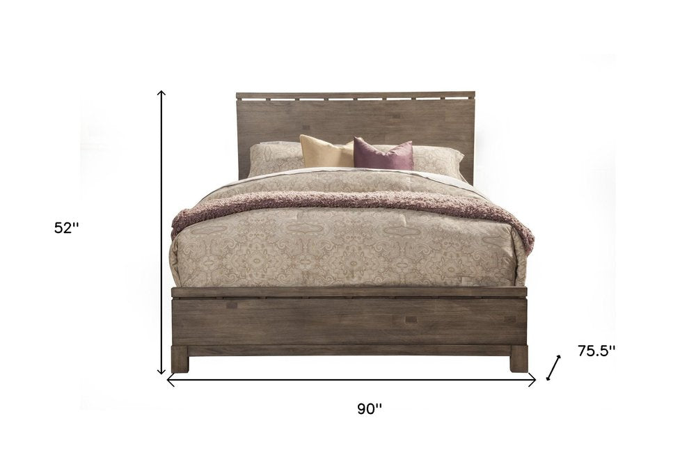 Gray Distressed Wood California King Bed Frame