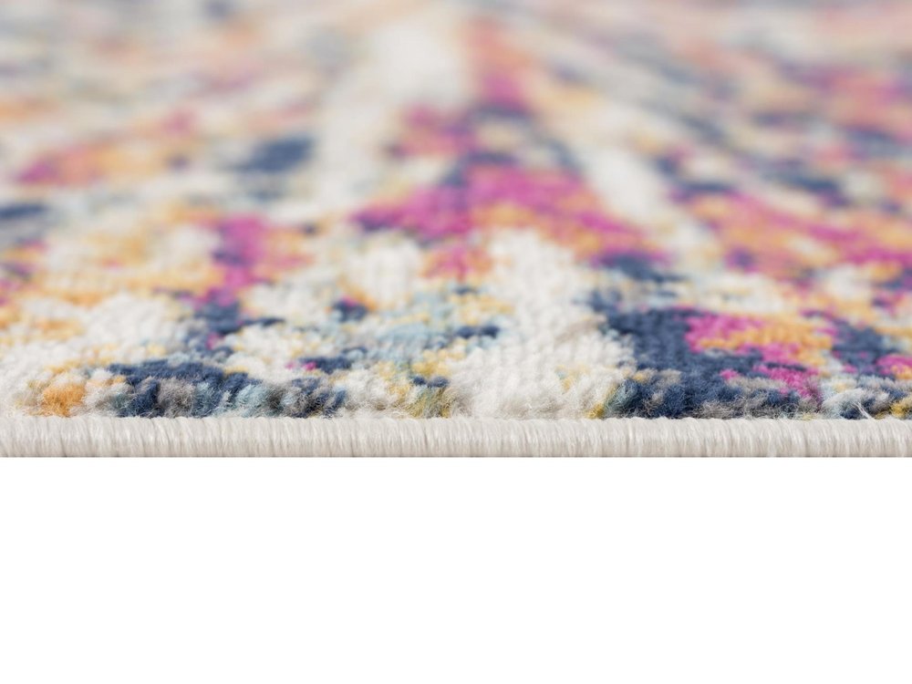 2' X 3' Ivory Blue and Orange Abstract Washable Non Skid Area Rug