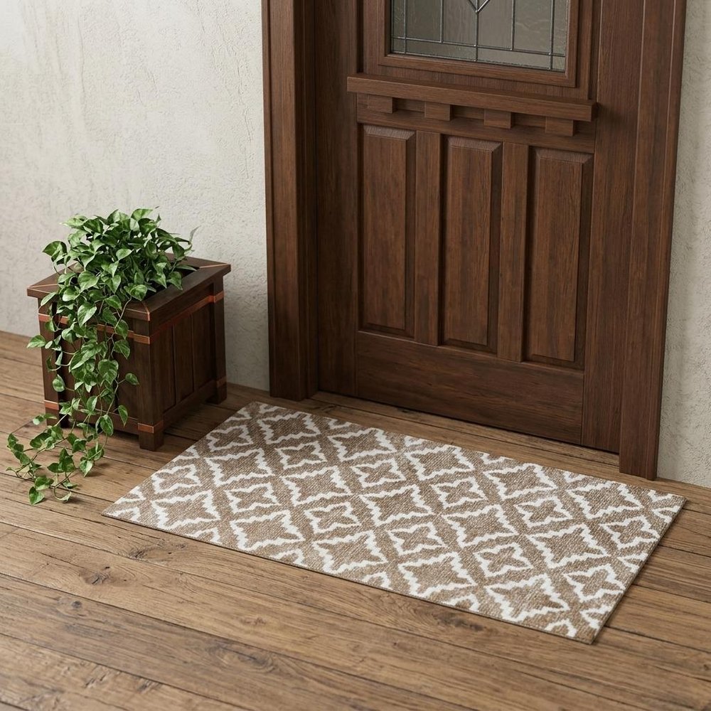 2' X 4' Sand Moroccan Machine Tufted Area Rug With UV Protection