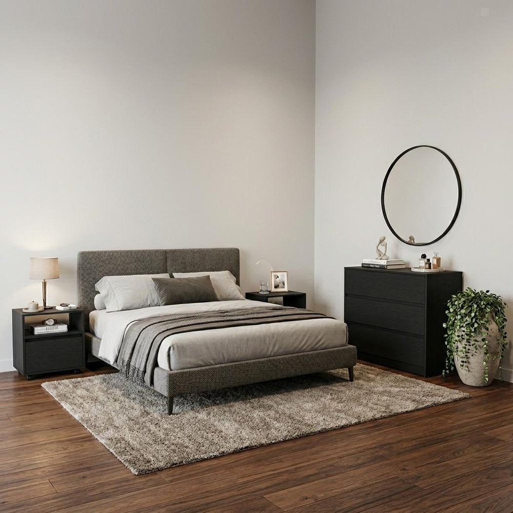 Three Piece Black Bedroom Set